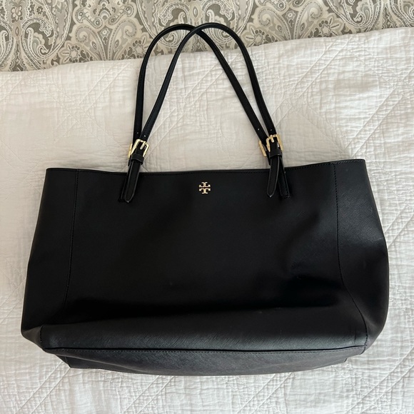 Large black leather Tory Burch tote bag - Picture 2 of 11